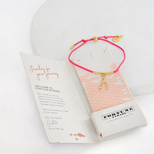 Wishbone String Bracelet (Innuendo Pink) - Gold